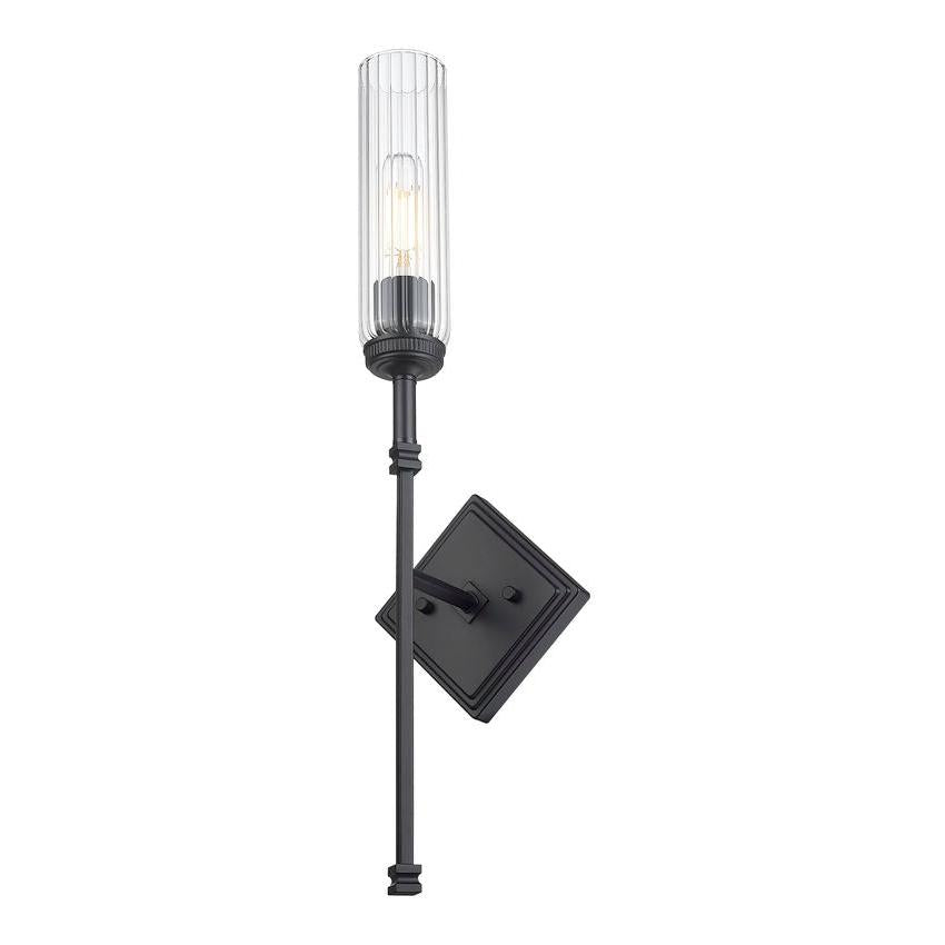 Z-Lite Esme 7" 1-Light Matte Black Frame Clear Glass Shade Wall Sconce