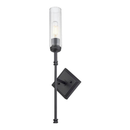Z-Lite Esme 7" 1-Light Matte Black Frame Clear Glass Shade Wall Sconce