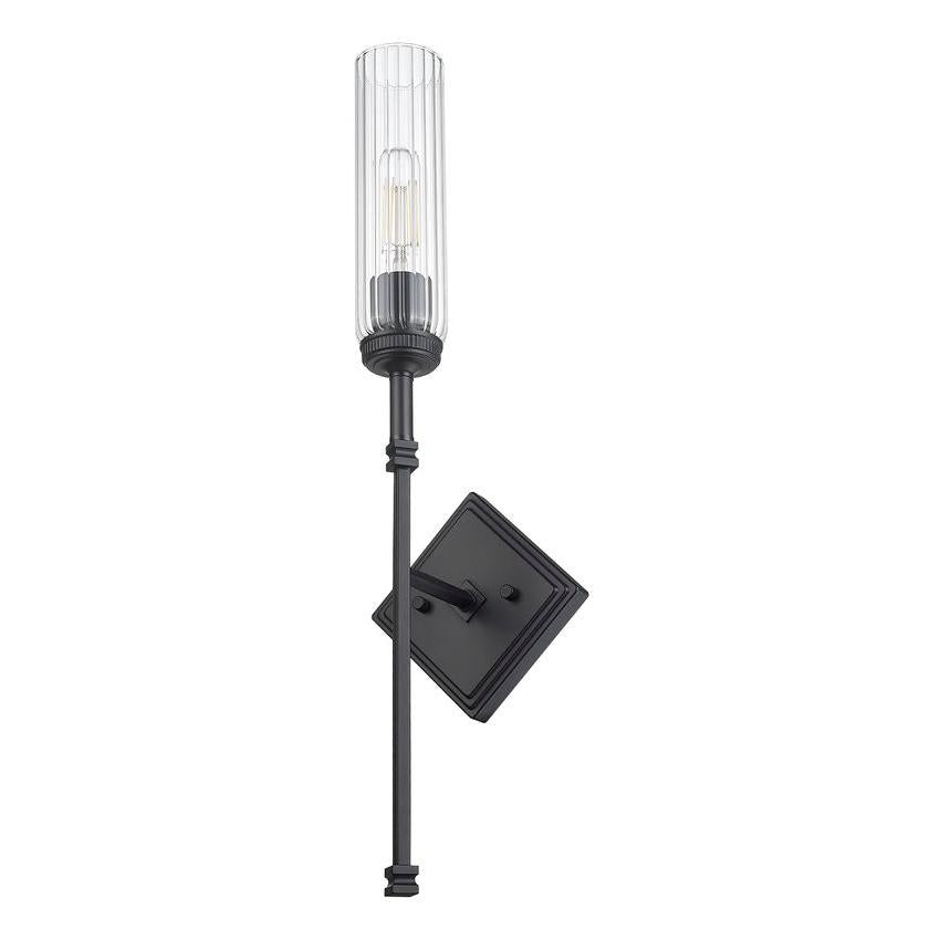 Z-Lite Esme 7" 1-Light Matte Black Frame Clear Glass Shade Wall Sconce