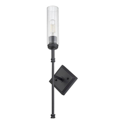 Z-Lite Esme 7" 1-Light Matte Black Frame Clear Glass Shade Wall Sconce