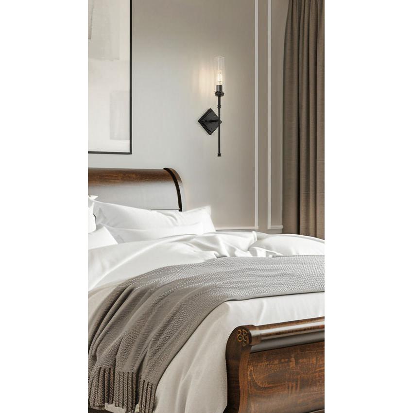 Z-Lite Esme 7" 1-Light Matte Black Frame Clear Glass Shade Wall Sconce