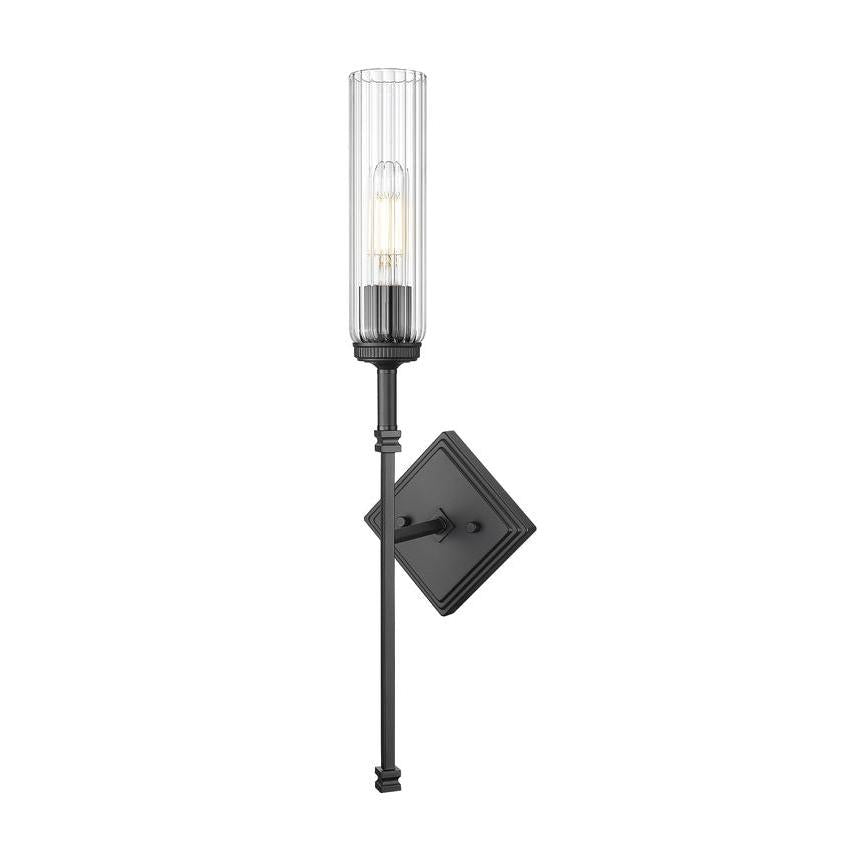 Z-Lite Esme 7" 1-Light Matte Black Frame Clear Glass Shade Wall Sconce