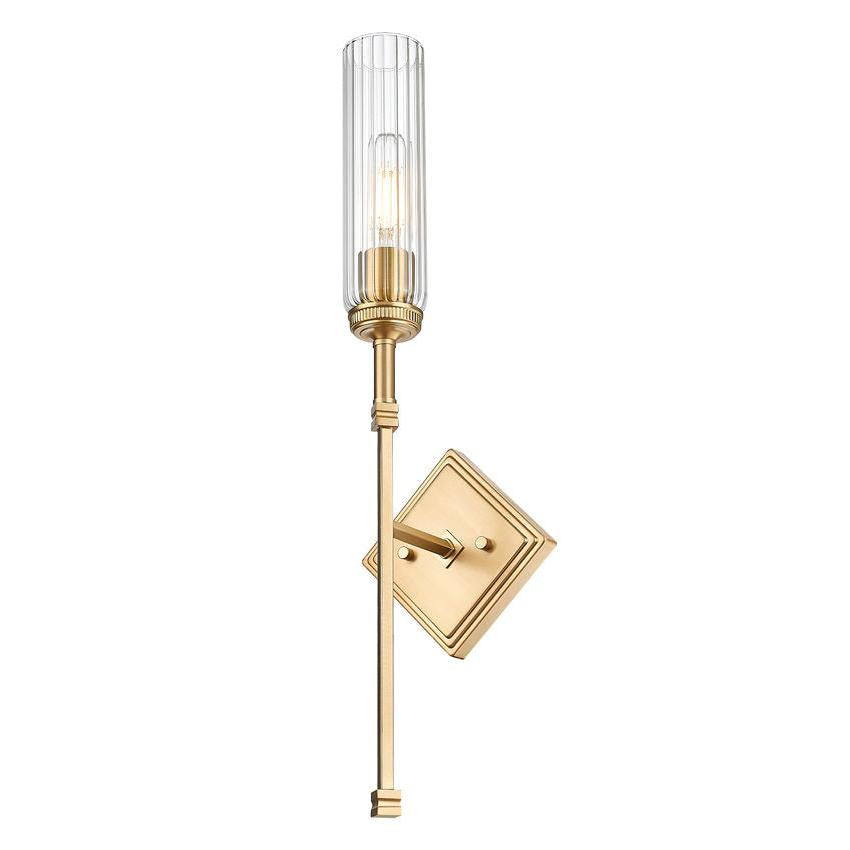 Z-Lite Esme 7" 1-Light Modern Gold Frame Clear Glass Shade Wall Sconce