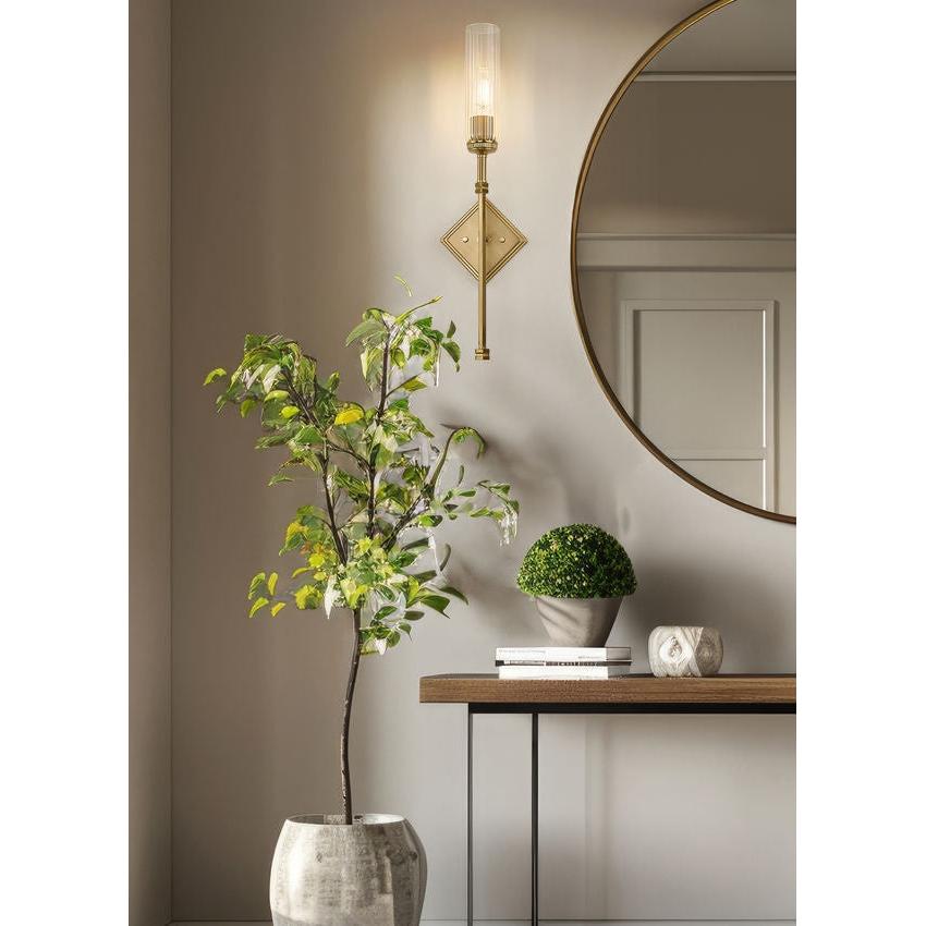 Z-Lite Esme 7" 1-Light Modern Gold Frame Clear Glass Shade Wall Sconce