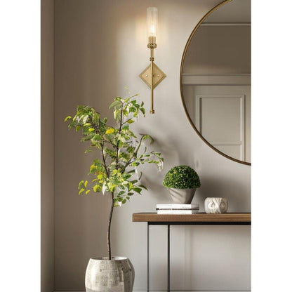 Z-Lite Esme 7" 1-Light Modern Gold Frame Clear Glass Shade Wall Sconce