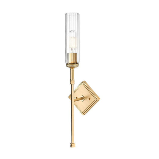 Z-Lite Esme 7" 1-Light Modern Gold Frame Clear Glass Shade Wall Sconce