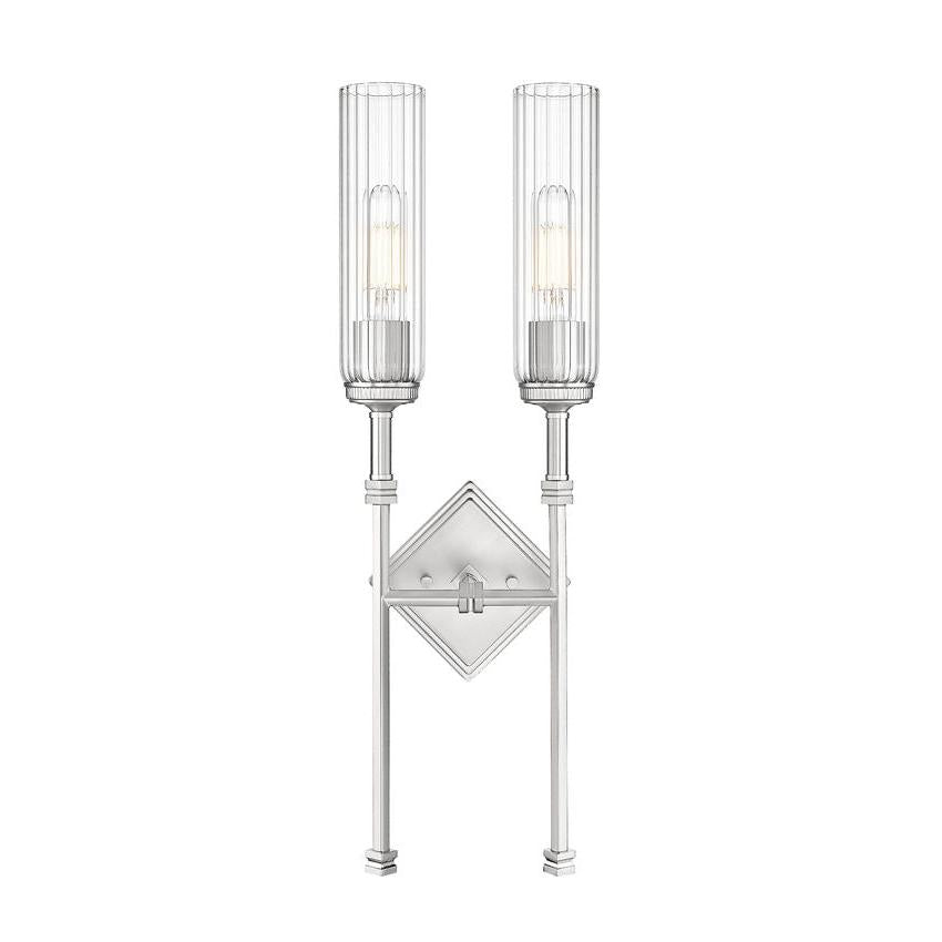 Z-Lite Esme 8" 2-Light Brushed Nickel Frame Clear Glass Shade Wall Sconce