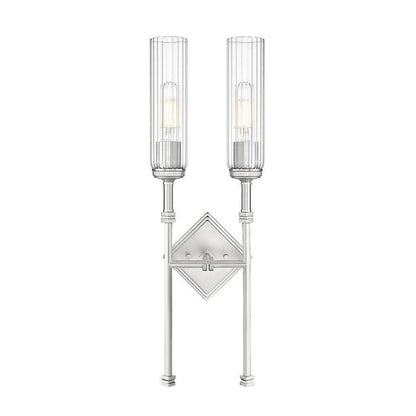 Z-Lite Esme 8" 2-Light Brushed Nickel Frame Clear Glass Shade Wall Sconce