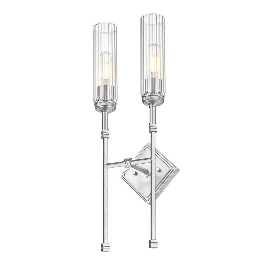 Z-Lite Esme 8" 2-Light Brushed Nickel Frame Clear Glass Shade Wall Sconce