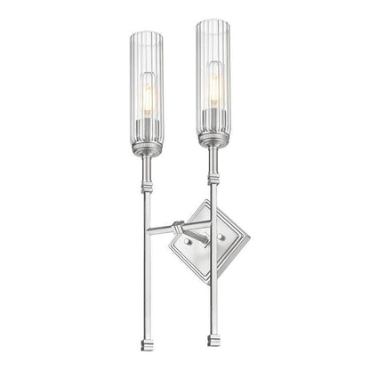 Z-Lite Esme 8" 2-Light Brushed Nickel Frame Clear Glass Shade Wall Sconce
