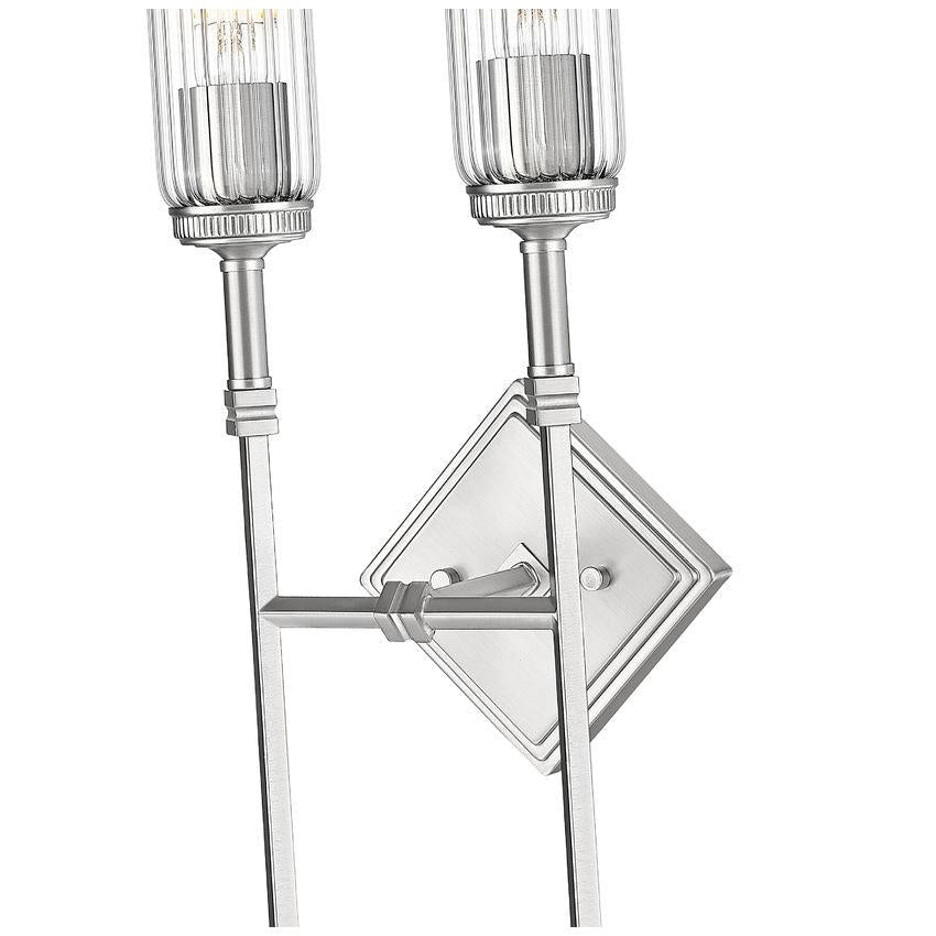 Z-Lite Esme 8" 2-Light Brushed Nickel Frame Clear Glass Shade Wall Sconce