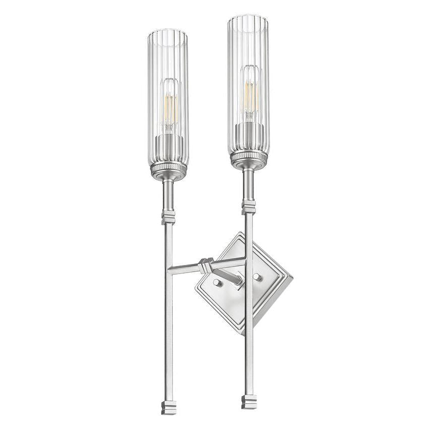 Z-Lite Esme 8" 2-Light Brushed Nickel Frame Clear Glass Shade Wall Sconce