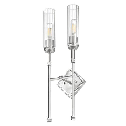 Z-Lite Esme 8" 2-Light Brushed Nickel Frame Clear Glass Shade Wall Sconce