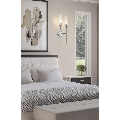 Z-Lite Esme 8" 2-Light Brushed Nickel Frame Clear Glass Shade Wall Sconce