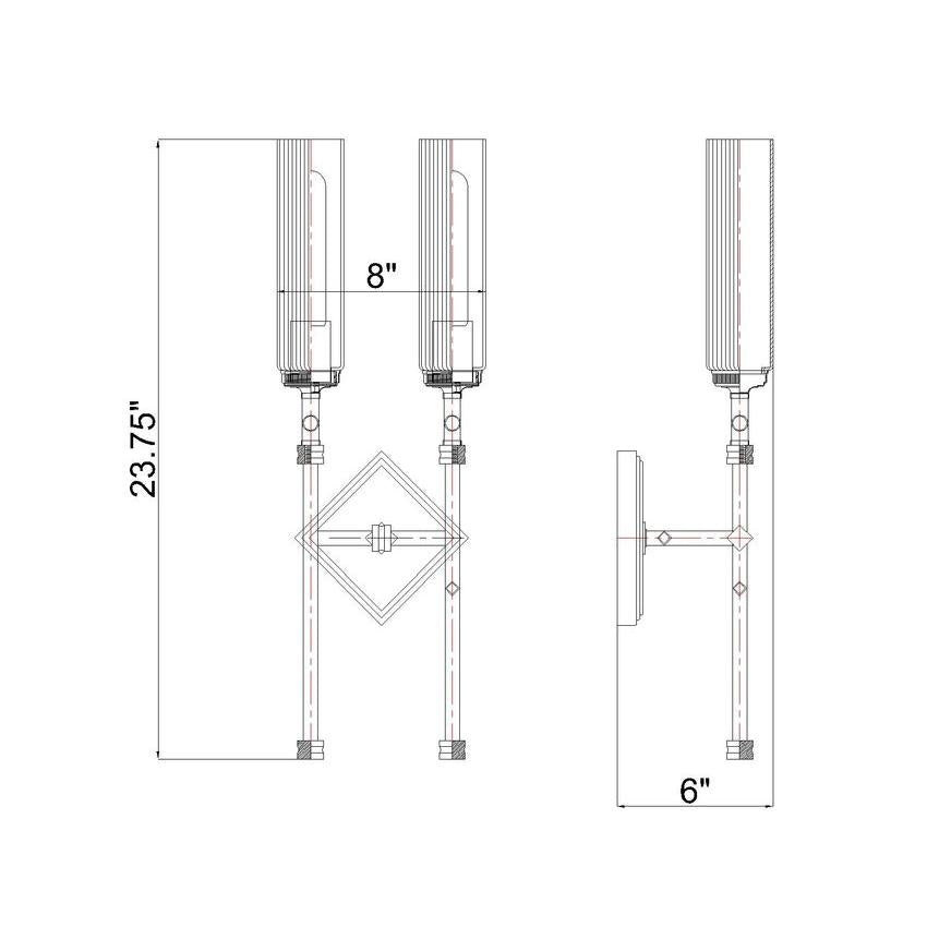 Z-Lite Esme 8" 2-Light Brushed Nickel Frame Clear Glass Shade Wall Sconce