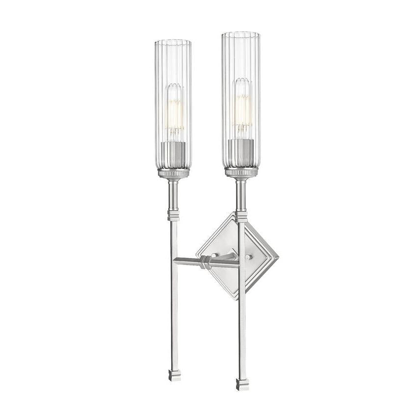 Z-Lite Esme 8" 2-Light Brushed Nickel Frame Clear Glass Shade Wall Sconce