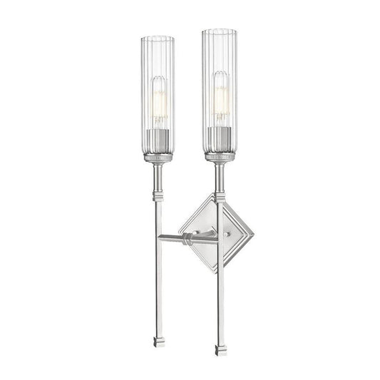 Z-Lite Esme 8" 2-Light Brushed Nickel Frame Clear Glass Shade Wall Sconce