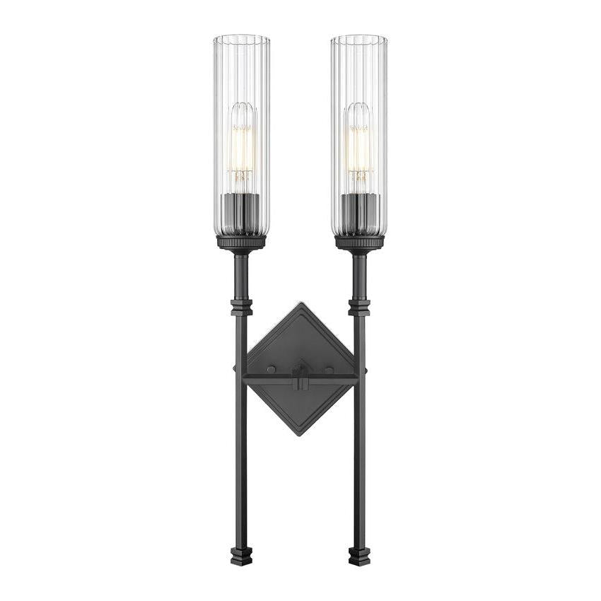 Z-Lite Esme 8" 2-Light Matte Black Frame Clear Glass Shade Wall Sconce