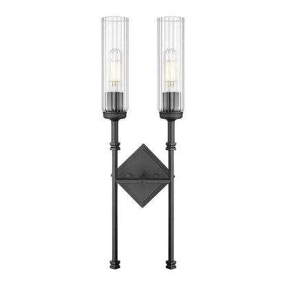 Z-Lite Esme 8" 2-Light Matte Black Frame Clear Glass Shade Wall Sconce