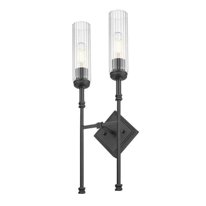 Z-Lite Esme 8" 2-Light Matte Black Frame Clear Glass Shade Wall Sconce