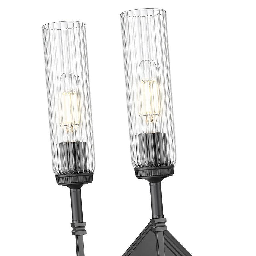 Z-Lite Esme 8" 2-Light Matte Black Frame Clear Glass Shade Wall Sconce