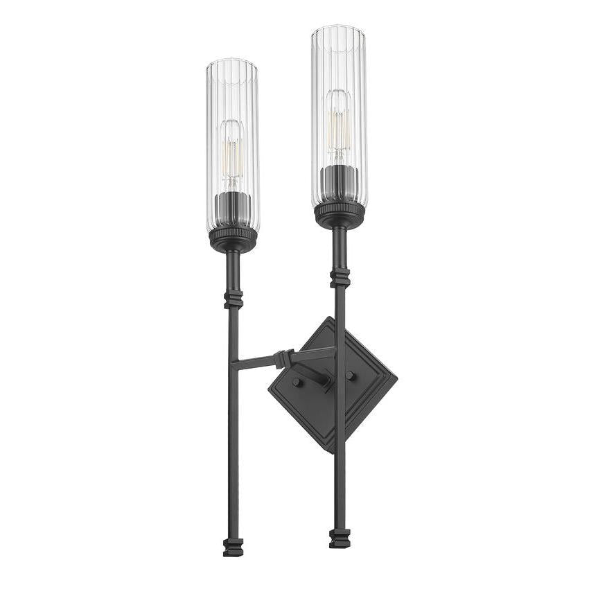 Z-Lite Esme 8" 2-Light Matte Black Frame Clear Glass Shade Wall Sconce