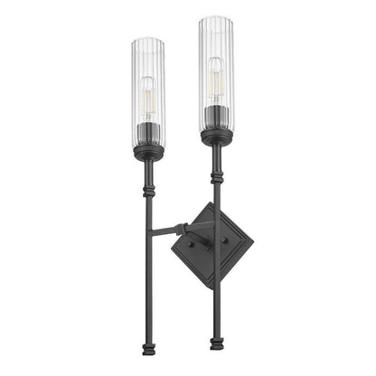 Z-Lite Esme 8" 2-Light Matte Black Frame Clear Glass Shade Wall Sconce