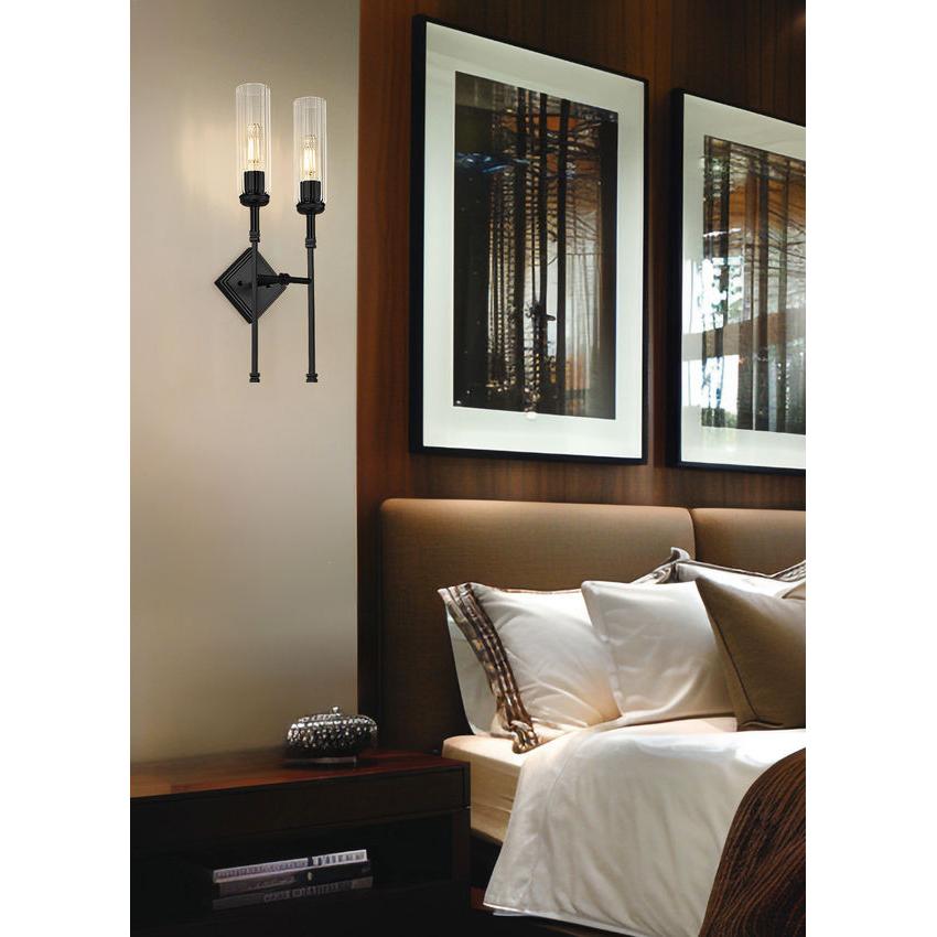 Z-Lite Esme 8" 2-Light Matte Black Frame Clear Glass Shade Wall Sconce