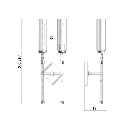 Z-Lite Esme 8" 2-Light Matte Black Frame Clear Glass Shade Wall Sconce