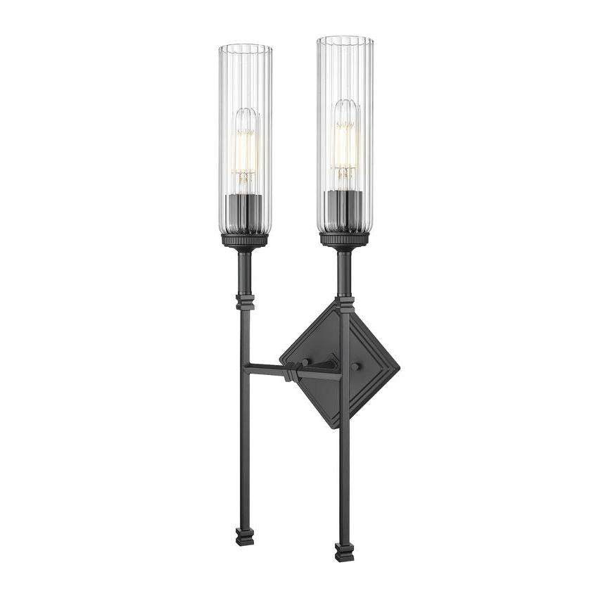 Z-Lite Esme 8" 2-Light Matte Black Frame Clear Glass Shade Wall Sconce