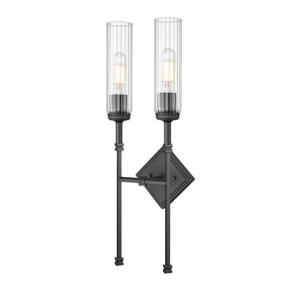Z-Lite Esme 8" 2-Light Matte Black Frame Clear Glass Shade Wall Sconce