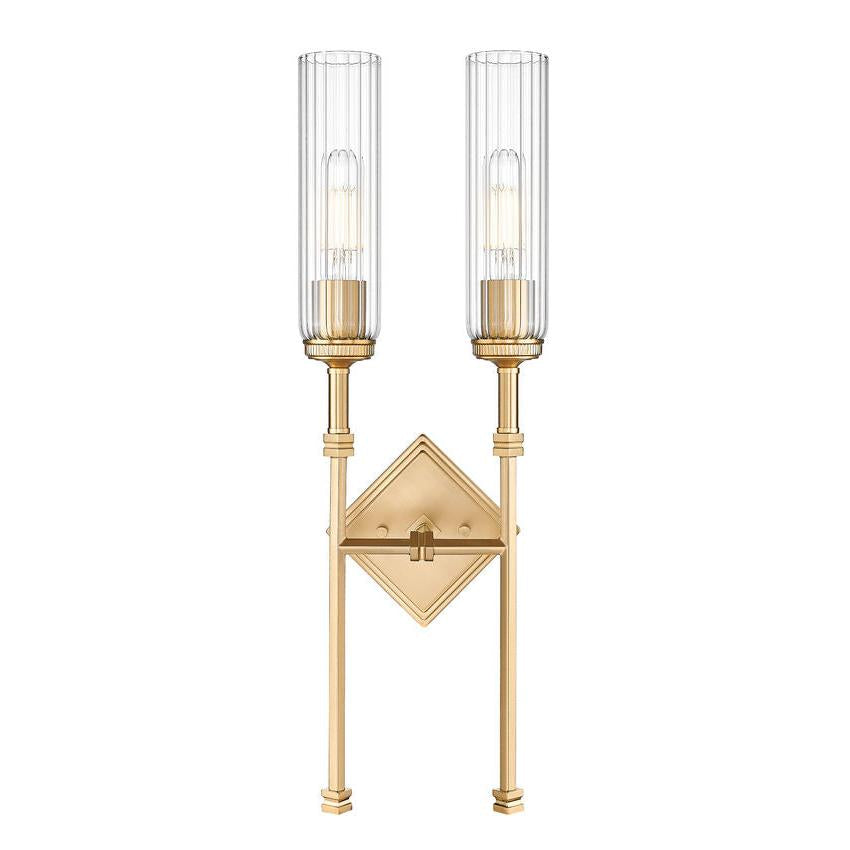 Z-Lite Esme 8" 2-Light Modern Gold Frame Clear Glass Shade Wall Sconce