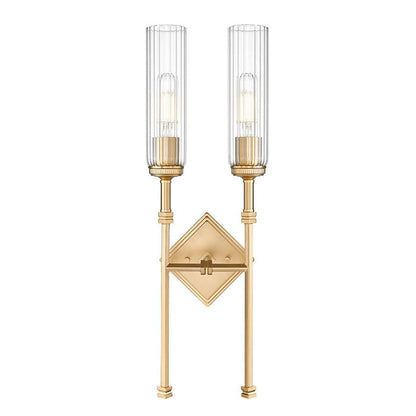 Z-Lite Esme 8" 2-Light Modern Gold Frame Clear Glass Shade Wall Sconce