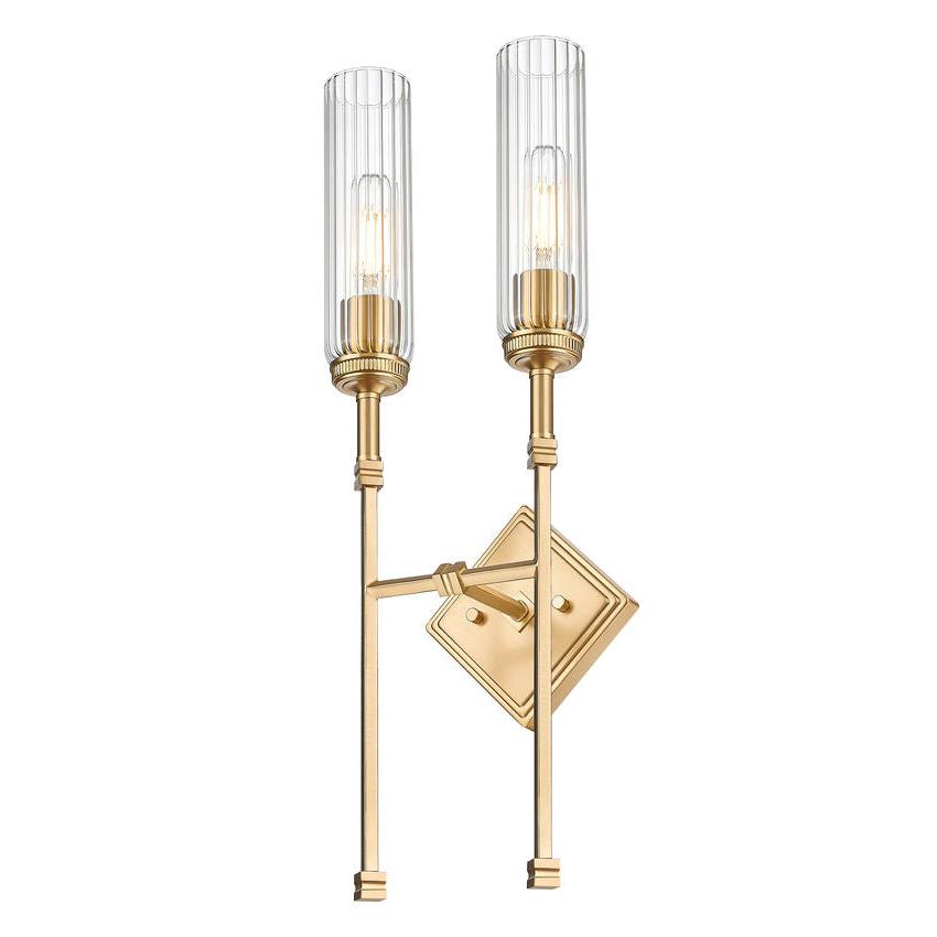 Z-Lite Esme 8" 2-Light Modern Gold Frame Clear Glass Shade Wall Sconce