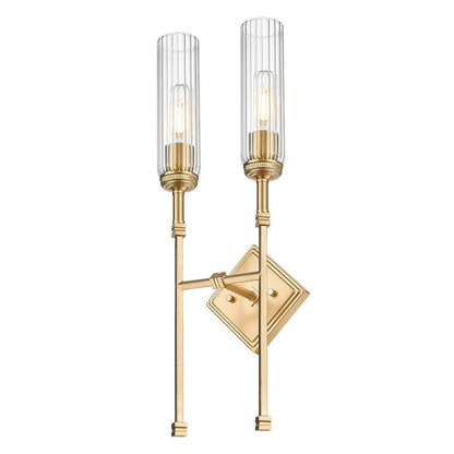 Z-Lite Esme 8" 2-Light Modern Gold Frame Clear Glass Shade Wall Sconce