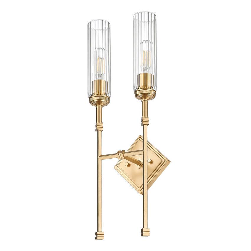 Z-Lite Esme 8" 2-Light Modern Gold Frame Clear Glass Shade Wall Sconce