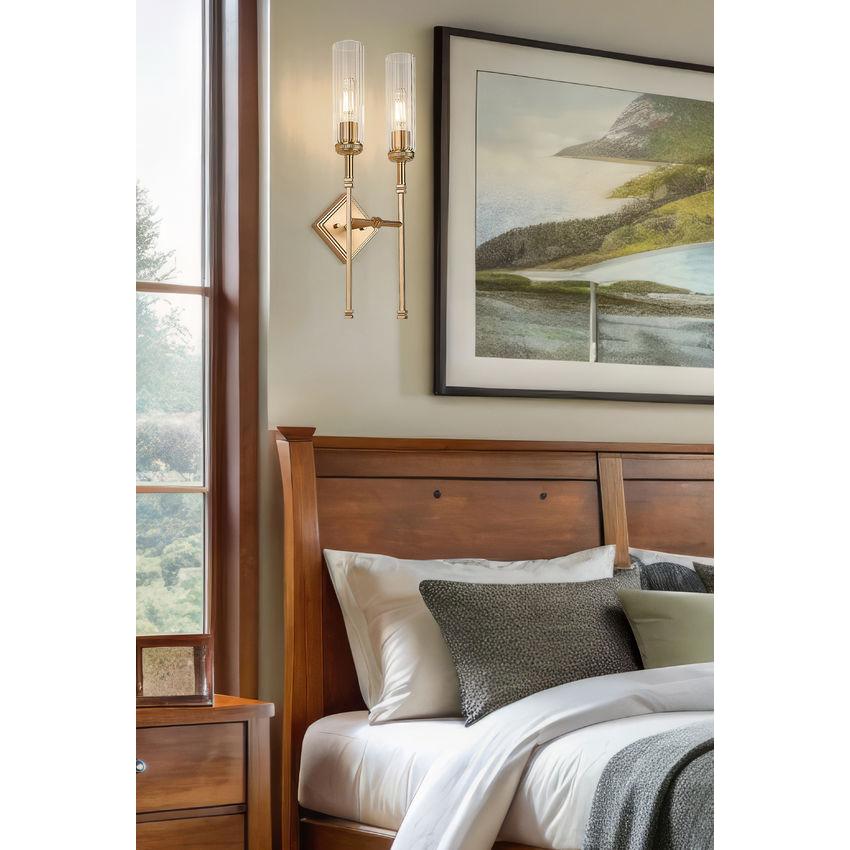 Z-Lite Esme 8" 2-Light Modern Gold Frame Clear Glass Shade Wall Sconce