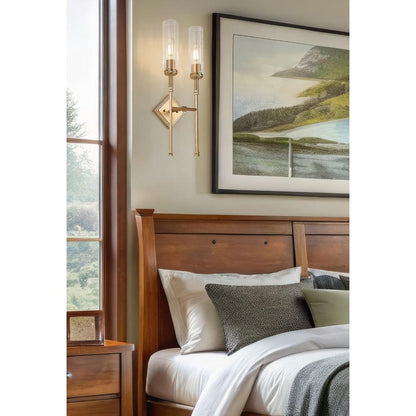 Z-Lite Esme 8" 2-Light Modern Gold Frame Clear Glass Shade Wall Sconce