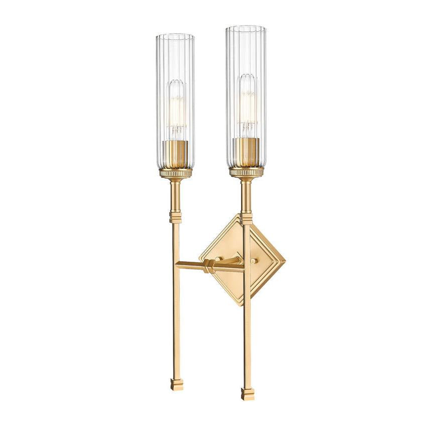 Z-Lite Esme 8" 2-Light Modern Gold Frame Clear Glass Shade Wall Sconce