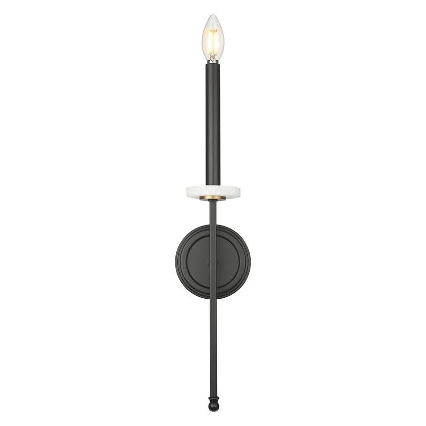 Z-Lite Gaultier 5" 1-Light Matte Black and Mordern Gold Steel Frame Wall Sconce