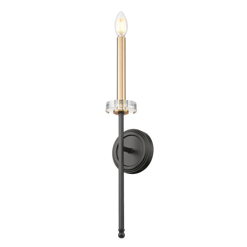 Z-Lite Gaultier 5" 1-Light Matte Black and Mordern Gold Steel Frame Wall Sconce