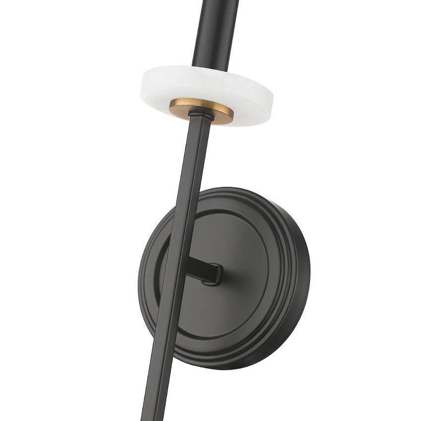 Z-Lite Gaultier 5" 1-Light Matte Black and Mordern Gold Steel Frame Wall Sconce