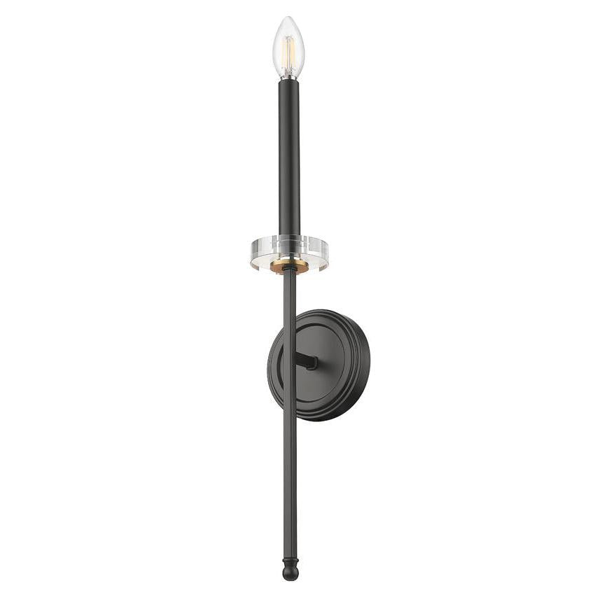 Z-Lite Gaultier 5" 1-Light Matte Black and Mordern Gold Steel Frame Wall Sconce