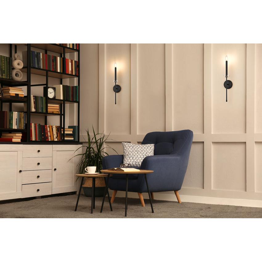 Z-Lite Gaultier 5" 1-Light Matte Black and Mordern Gold Steel Frame Wall Sconce