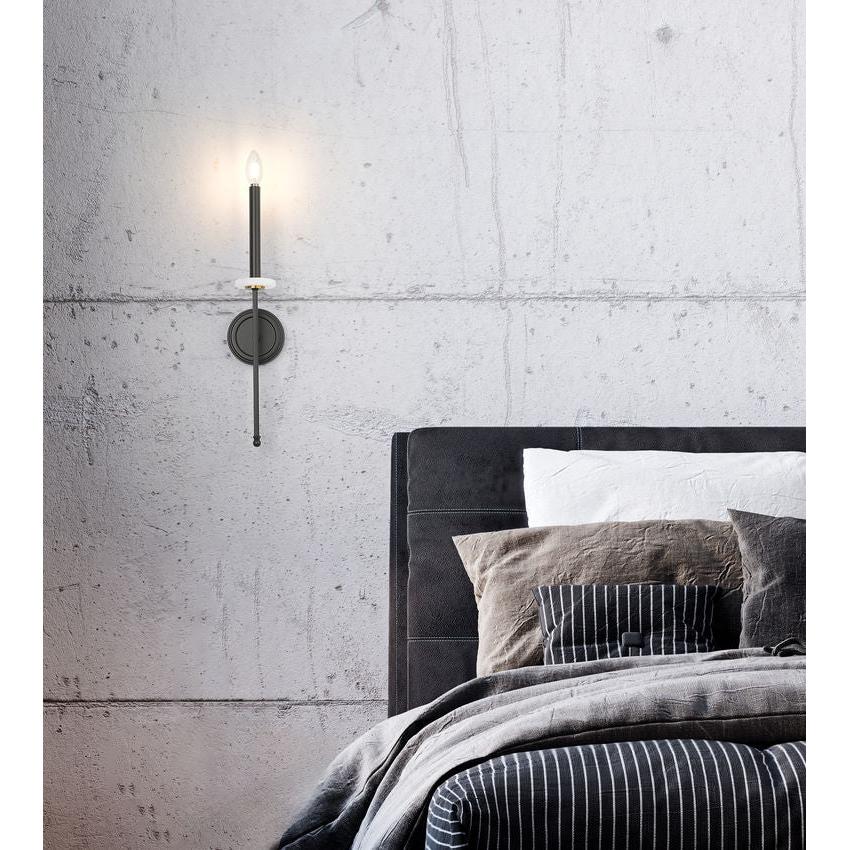 Z-Lite Gaultier 5" 1-Light Matte Black and Mordern Gold Steel Frame Wall Sconce