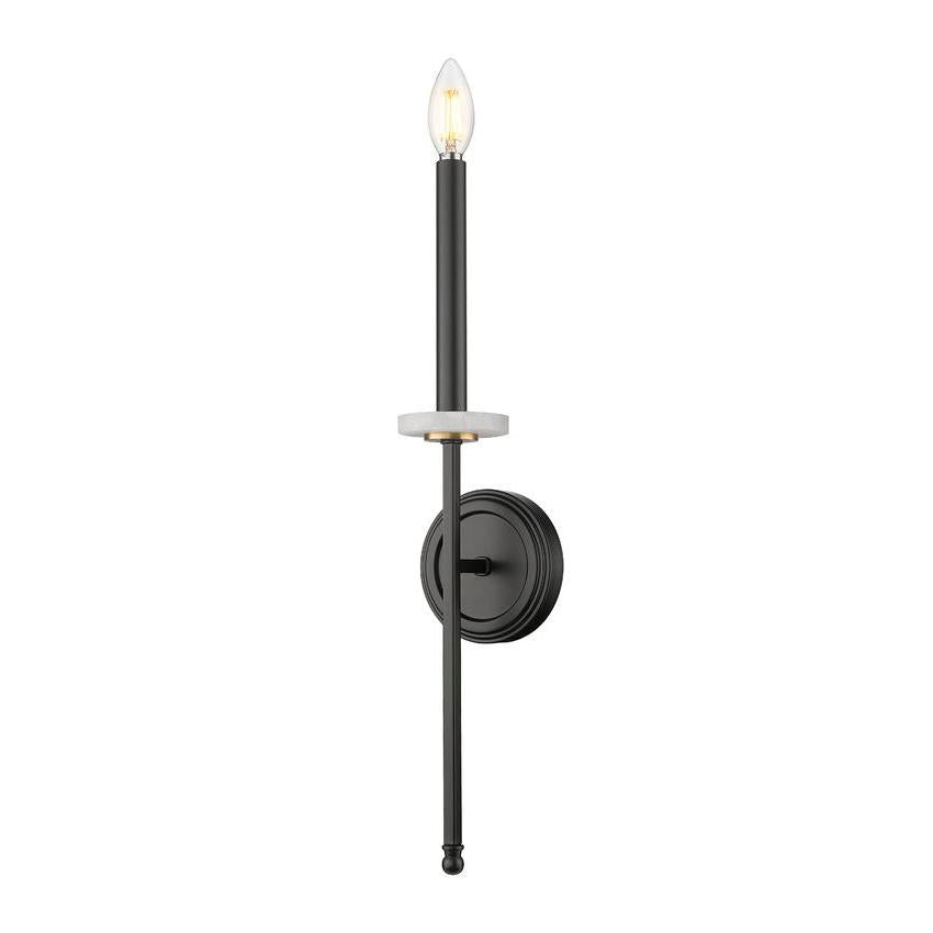 Z-Lite Gaultier 5" 1-Light Matte Black and Mordern Gold Steel Frame Wall Sconce