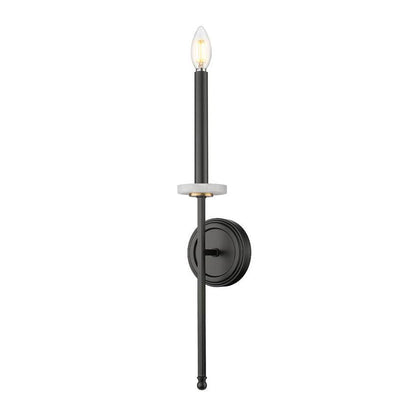 Z-Lite Gaultier 5" 1-Light Matte Black and Mordern Gold Steel Frame Wall Sconce