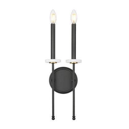 Z-Lite Gaultier 8" 2-Light Matte Black and Mordern Gold Steel Frame Wall Sconce