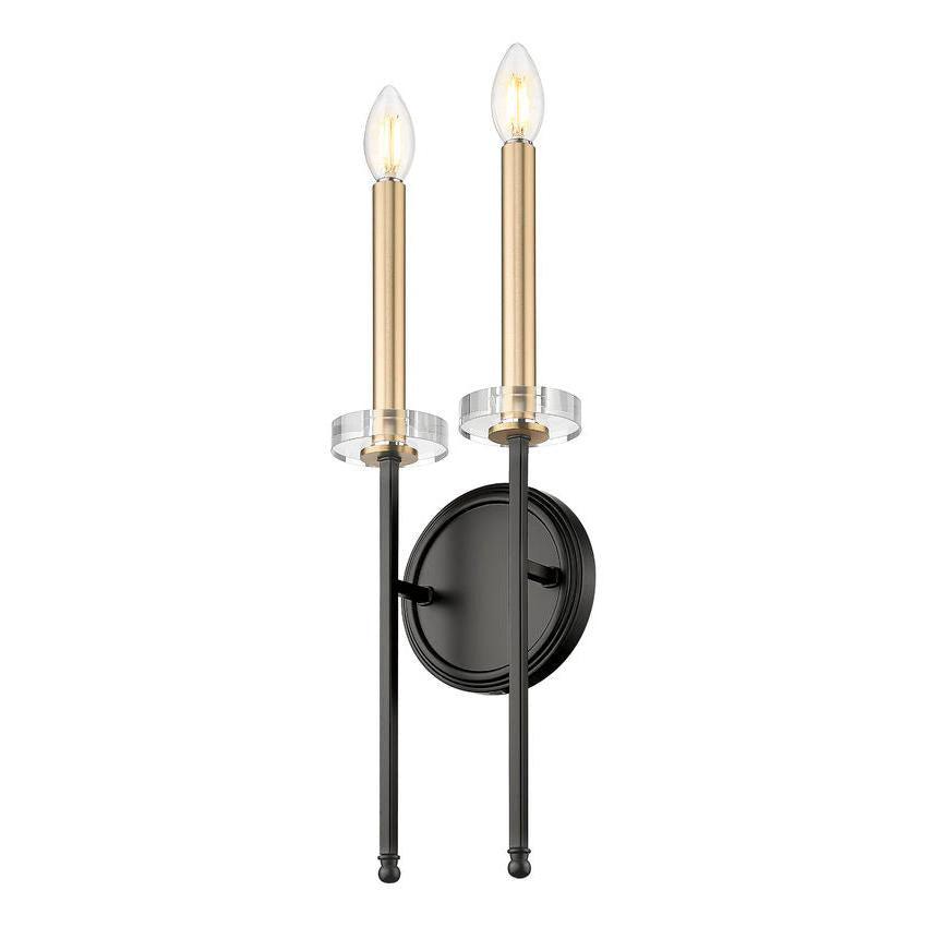 Z-Lite Gaultier 8" 2-Light Matte Black and Mordern Gold Steel Frame Wall Sconce