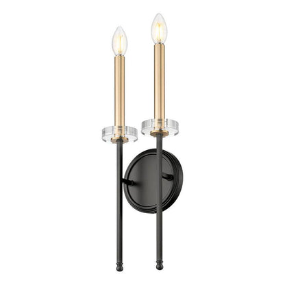 Z-Lite Gaultier 8" 2-Light Matte Black and Mordern Gold Steel Frame Wall Sconce